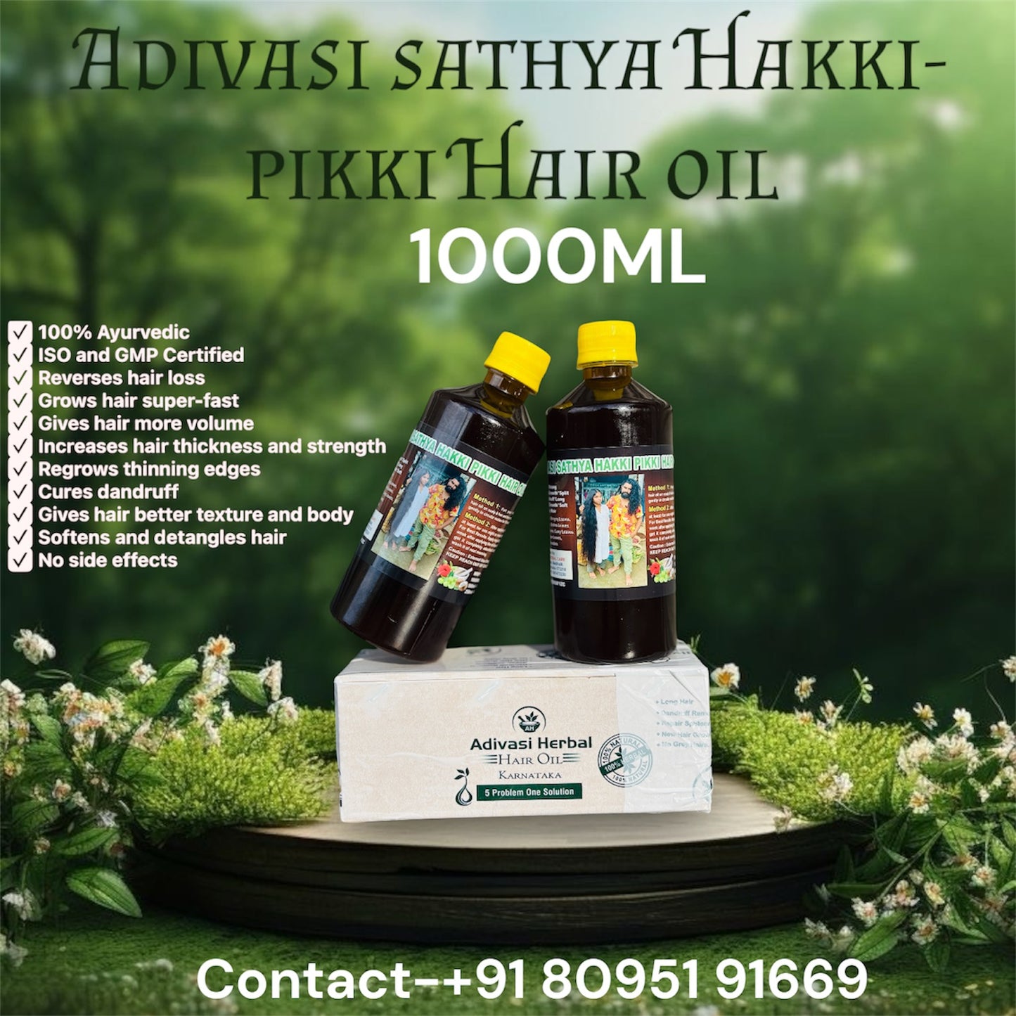 ADIVASI SATHYA NEELAMBARI HAKKI PIKKI HERBAL HAIR OIL