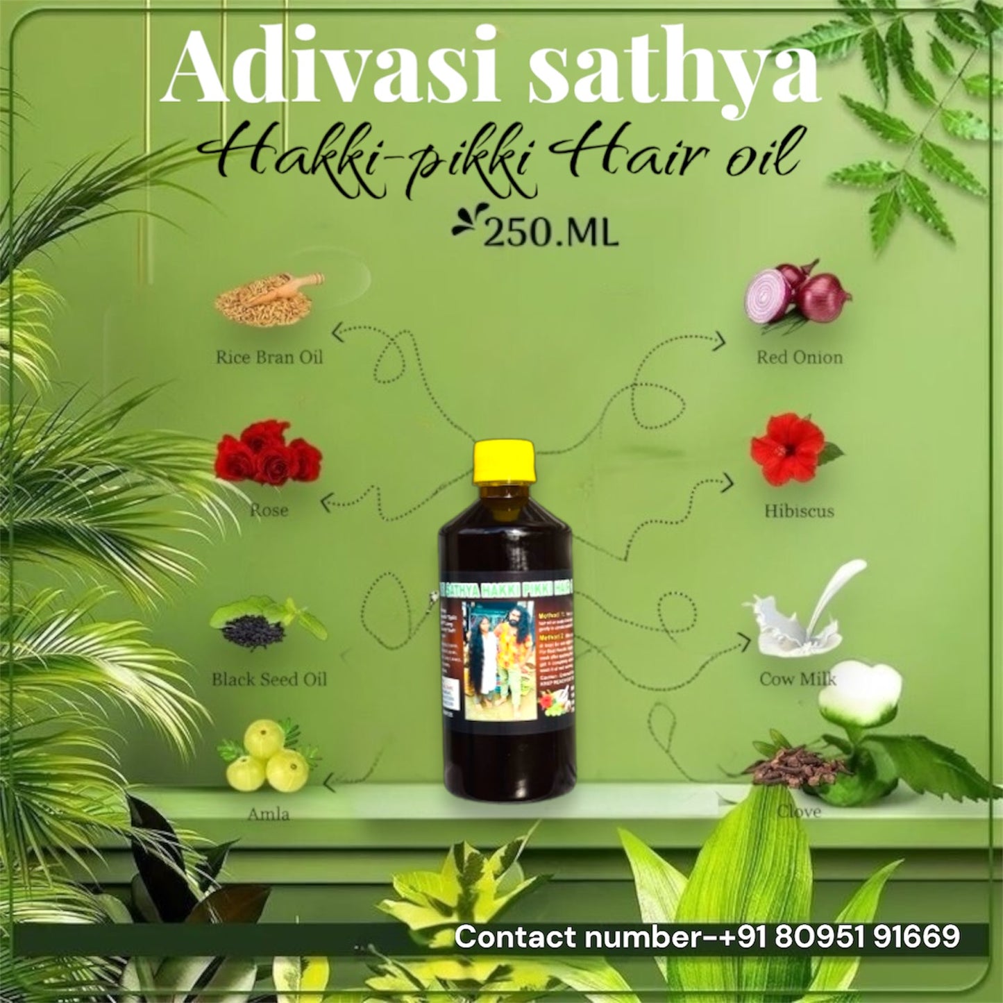 ADIVASI SATHYA NEELAMBARI HAKKI PIKKI HERBAL HAIR OIL